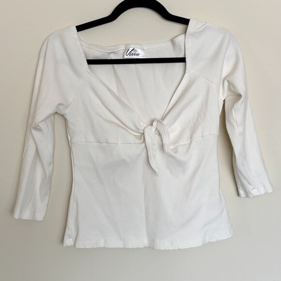 Vixen by Micheline Pitt Tops - Vixen by Micheline Pitt Cream Tie-Me Up  Top